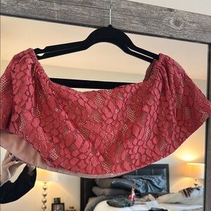 Pink Lace Off-Shoulder Top